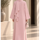 Pink Nida Abaya with Layered Front & Signature Pleated Details