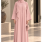 Pink Nida Abaya with Layered Front & Signature Pleated Details