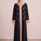 Black & Beige Korean Nida Abaya with Intricate Handwork Details