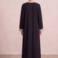Black & Beige Korean Nida Abaya with Intricate Handwork Details