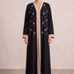 Black & Beige Korean Nida Abaya with Intricate Handwork Details