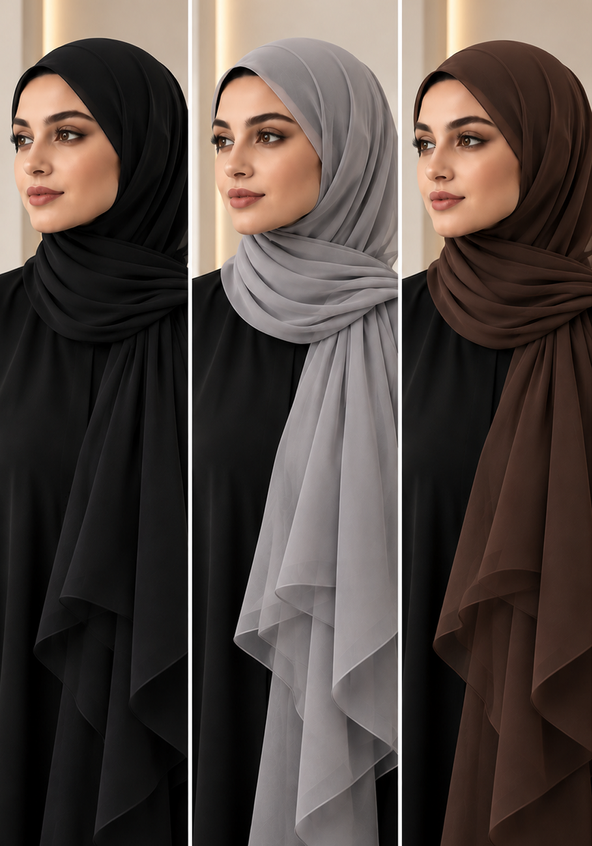 Chiffon Wool Shayla Set of 3 | Non-Slip Premium Hijab Scarves