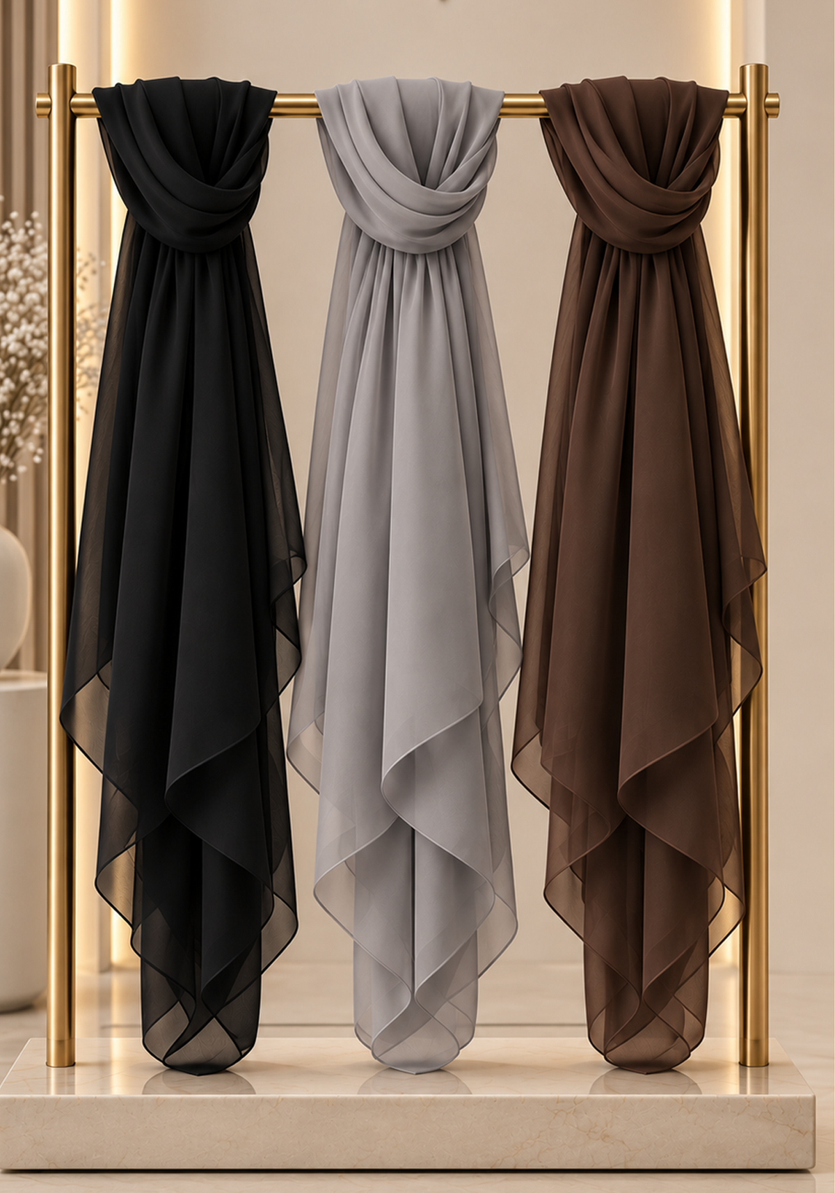 Chiffon Wool Shayla Set of 3 | Non-Slip Premium Hijab Scarves