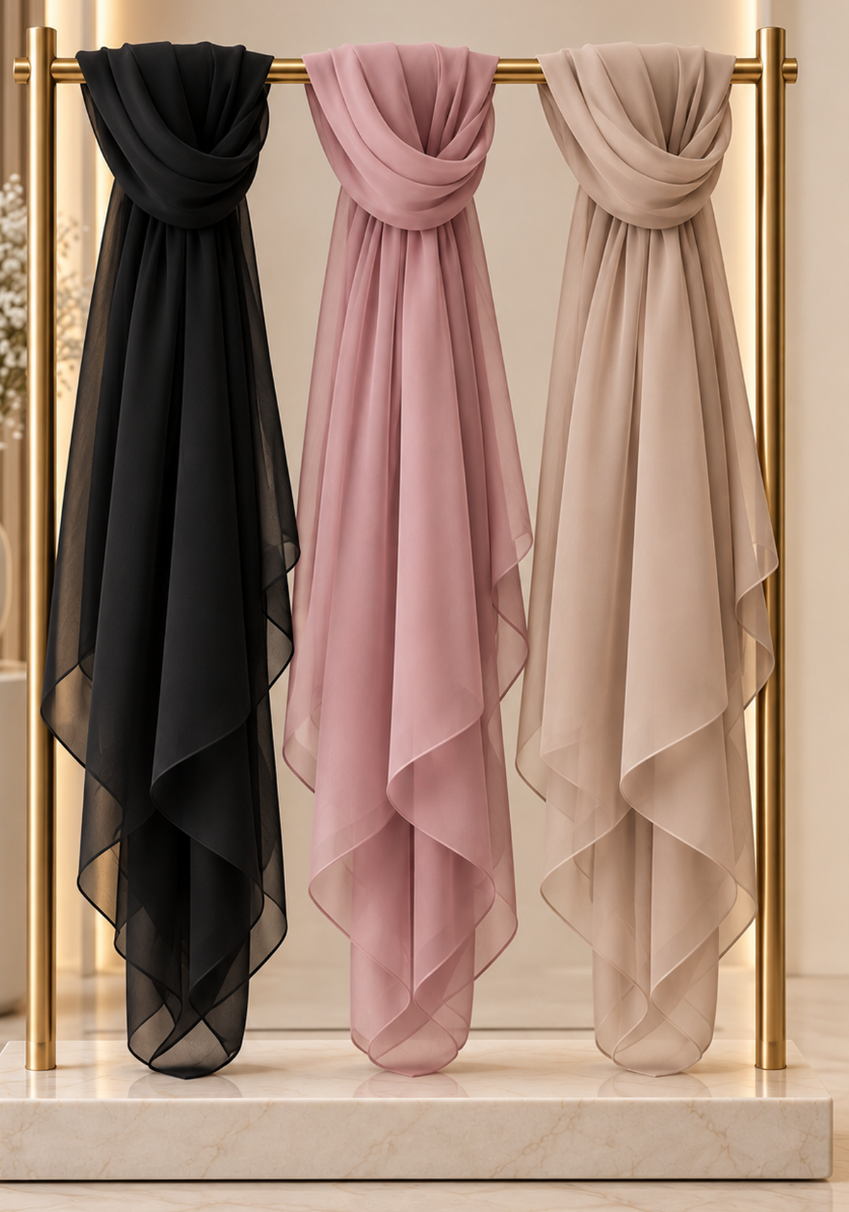 Chiffon Wool Shayla Set of 3 | Non-Slip Premium Hijab Scarves