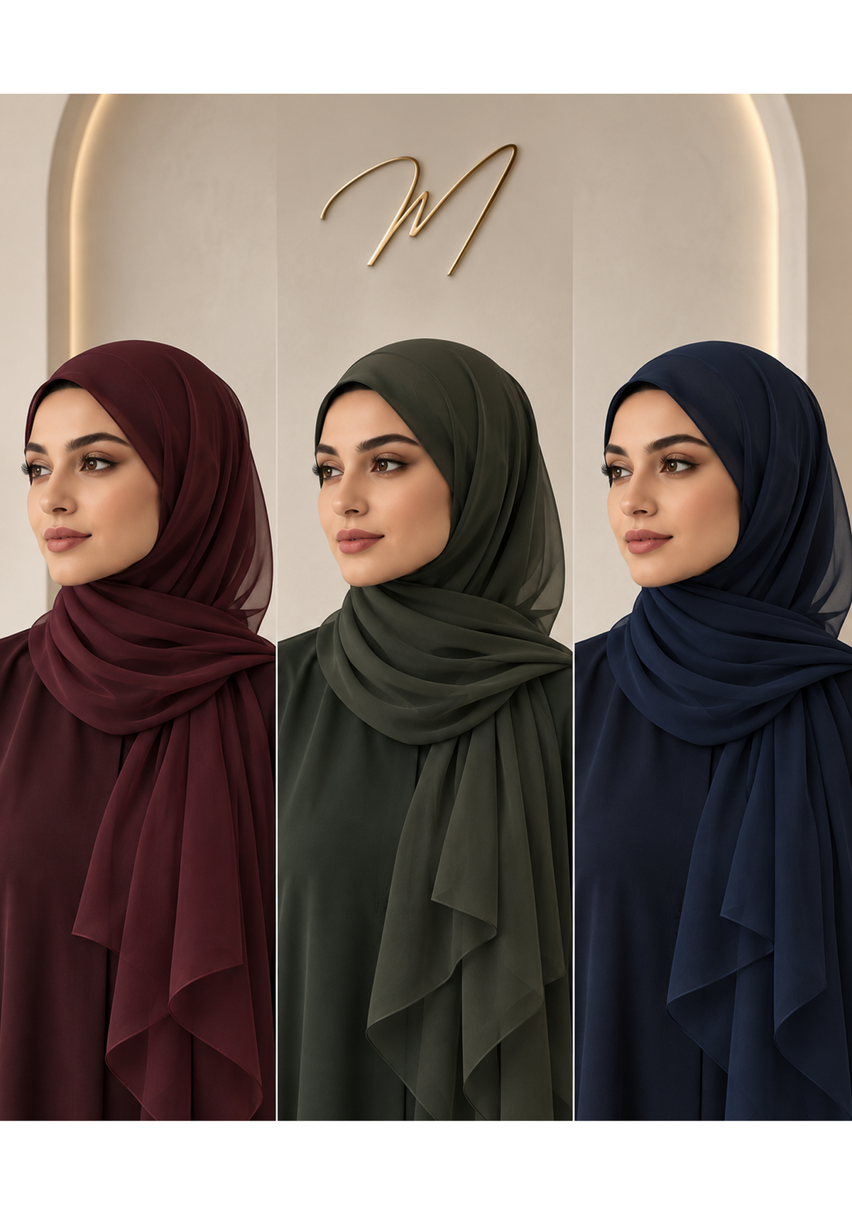 Chiffon Wool Shayla Set of 3 | Non-Slip Premium Hijab Scarves