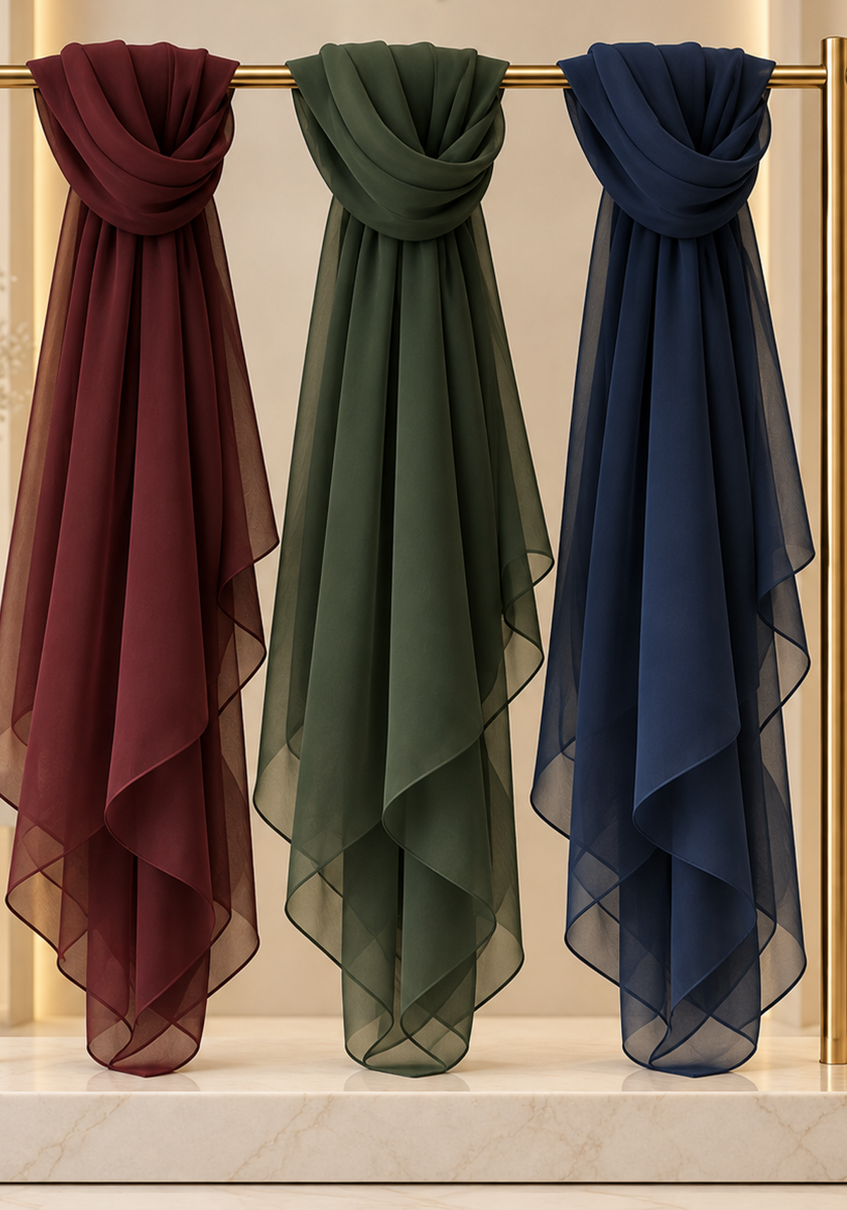 Chiffon Wool Shayla Set of 3 | Non-Slip Premium Hijab Scarves
