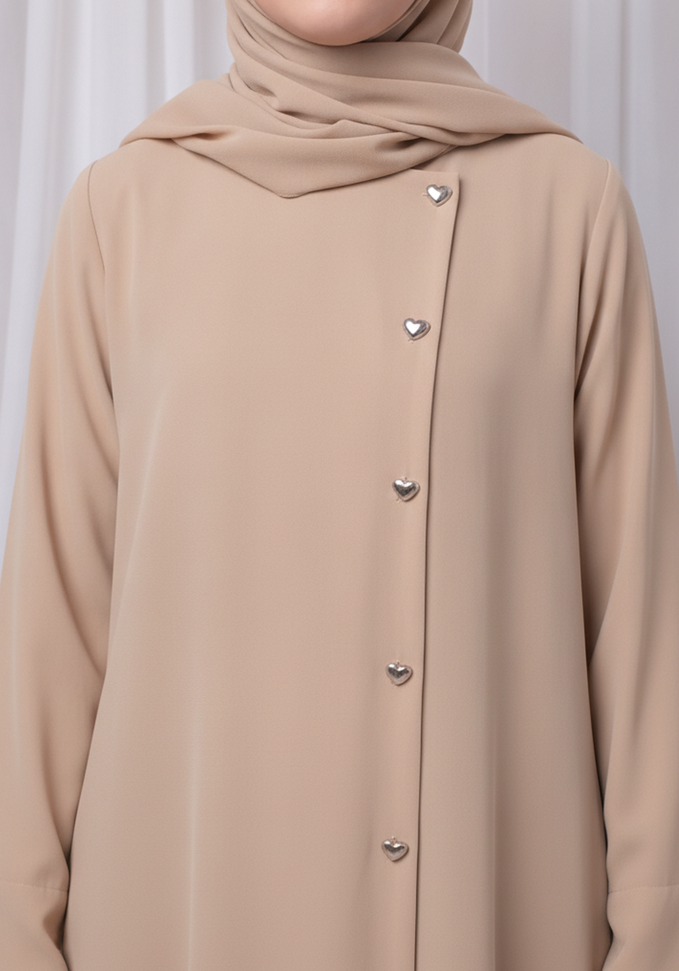 Tan Shade Kids Abaya with Matching Hijab for Girls Korean Nida Fabric Modest Islamic Dress 9 Colors Available