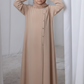 Tan Shade Kids Abaya with Matching Hijab for Girls Korean Nida Fabric Modest Islamic Dress 9 Colors Available