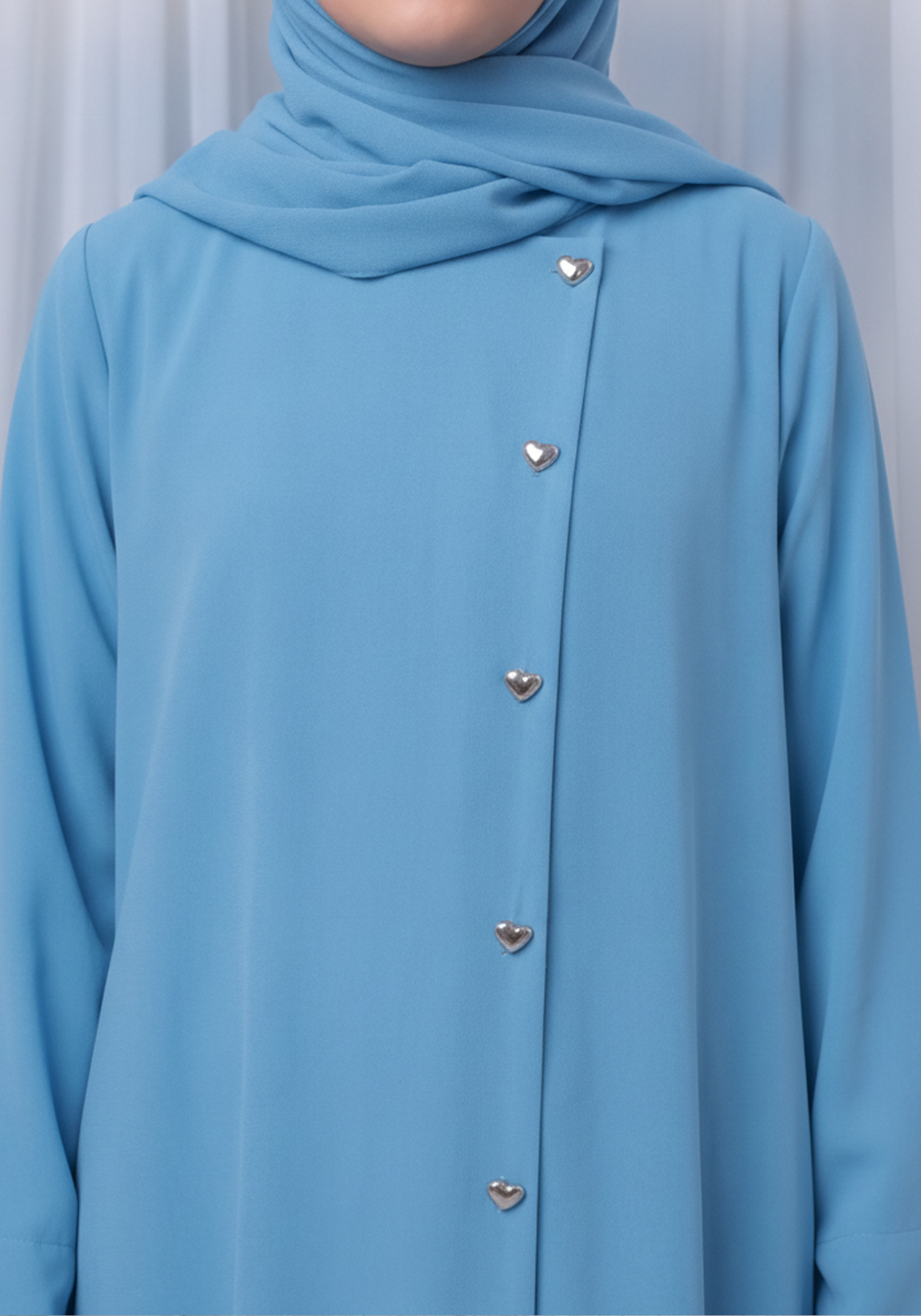 Sky Blue Kids Abaya with Matching Hijab for Girls Korean Nida Fabric Modest Islamic Dress 9 Colors Available