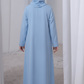 Sky Blue Kids Abaya with Matching Hijab for Girls Korean Nida Fabric Modest Islamic Dress 9 Colors Available