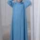 Sky Blue Kids Abaya with Matching Hijab for Girls Korean Nida Fabric Modest Islamic Dress 9 Colors Available