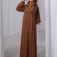 Brown Kids Abaya with Matching Hijab for Girls Korean Nida Fabric Modest Islamic Dress 9 Colors Available