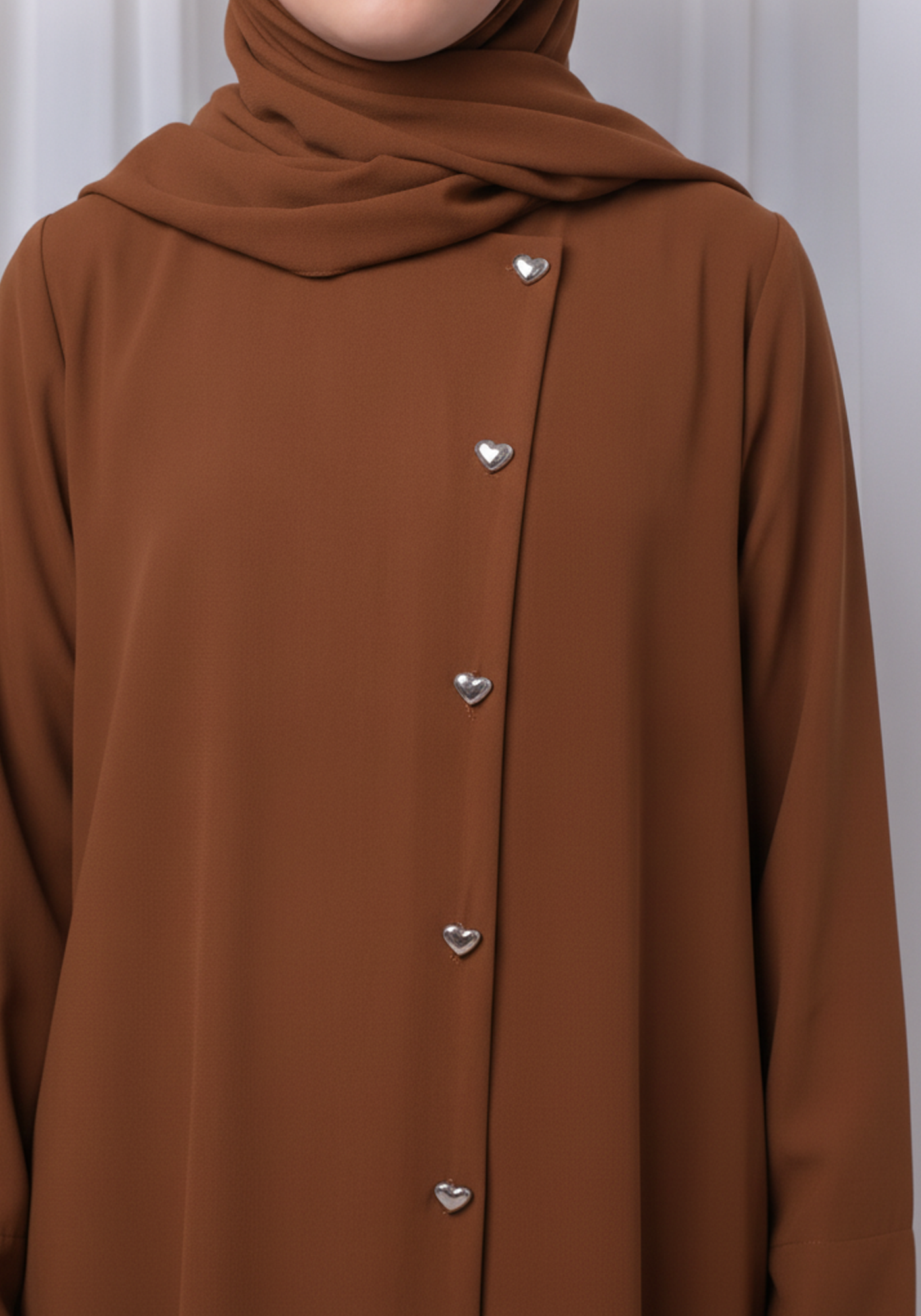 Brown Kids Abaya with Matching Hijab for Girls Korean Nida Fabric Modest Islamic Dress 9 Colors Available