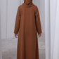 Brown Kids Abaya with Matching Hijab for Girls Korean Nida Fabric Modest Islamic Dress 9 Colors Available