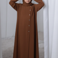 Brown Kids Abaya with Matching Hijab for Girls Korean Nida Fabric Modest Islamic Dress 9 Colors Available