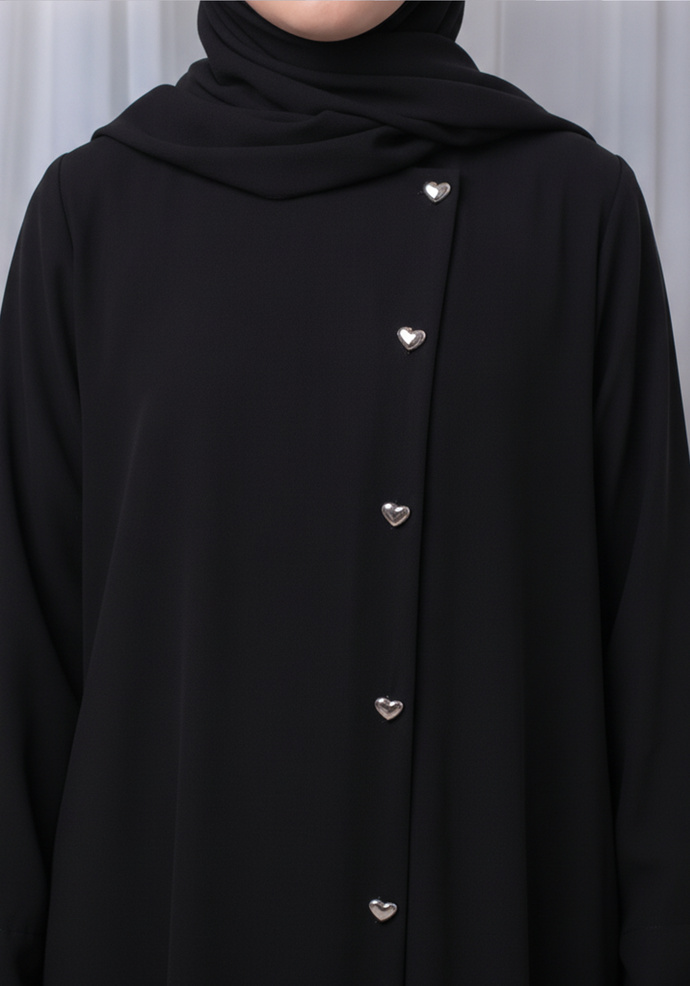 Black Kids Abaya with Matching Hijab for Girls Korean Nida Fabric Modest Islamic Dress 9 Colors Available