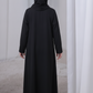 Black Kids Abaya with Matching Hijab for Girls Korean Nida Fabric Modest Islamic Dress 9 Colors Available