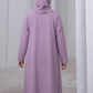 Mauve Kids Abaya with Matching Hijab for Girls Korean Nida Fabric Modest Islamic Dress 9 Colors Available