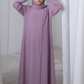 Mauve Kids Abaya with Matching Hijab for Girls Korean Nida Fabric Modest Islamic Dress 9 Colors Available