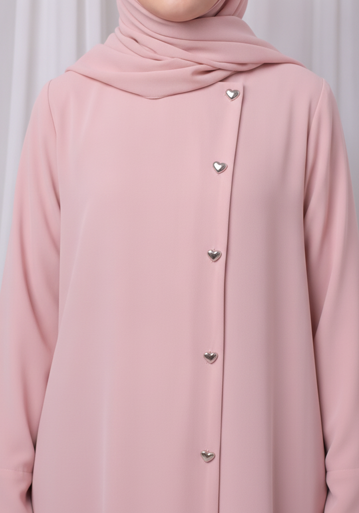 Pink Kids Abaya with Matching Hijab for Girls Korean Nida Fabric Modest Islamic Dress 9 Colors Available