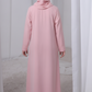 Pink Kids Abaya with Matching Hijab for Girls Korean Nida Fabric Modest Islamic Dress 9 Colors Available