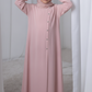 Pink Kids Abaya with Matching Hijab for Girls Korean Nida Fabric Modest Islamic Dress 9 Colors Available