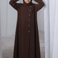 Dark Brown Kids Abaya with Matching Hijab for Girls Korean Nida Fabric Modest Islamic Dress 9 Colors Available