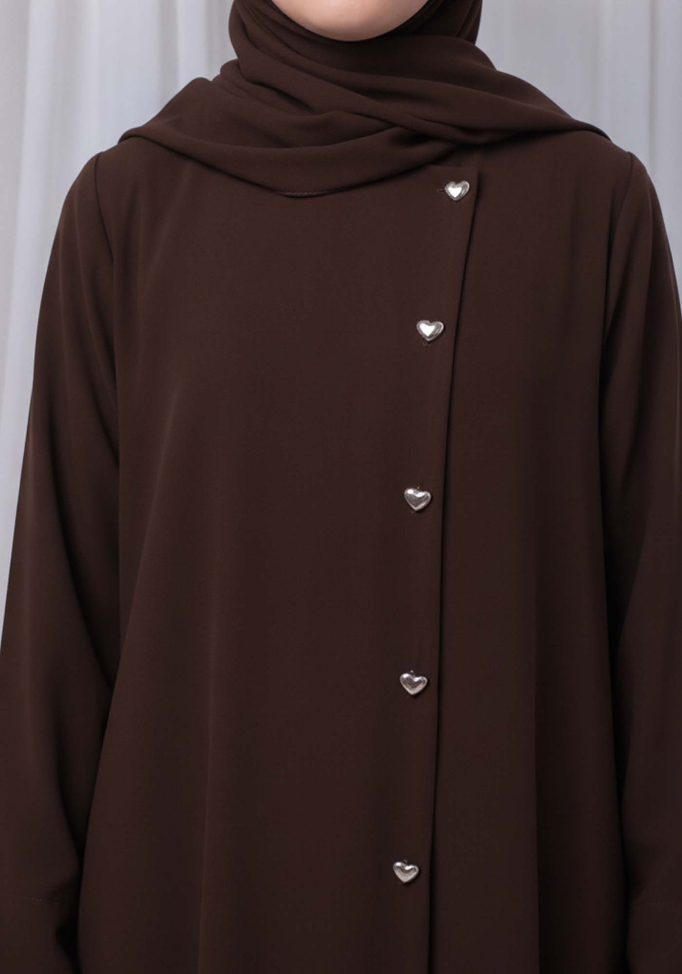 Dark Brown Kids Abaya with Matching Hijab for Girls Korean Nida Fabric Modest Islamic Dress 9 Colors Available