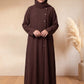 Dark Brown Kids Abaya with Matching Hijab for Girls Korean Nida Fabric Modest Islamic Dress 9 Colors Available