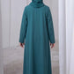 Teal Green Kids Abaya with Matching Hijab for Girls Korean Nida Fabric Modest Islamic Dress 9 Colors Available