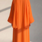 Kids Orange Korean Nida Abaya with White Inner Dress & Matching Scarf