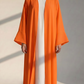 Kids Orange Korean Nida Abaya with White Inner Dress & Matching Scarf