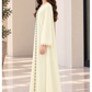 Girls’ Pastel Yellow Nida Abaya with Lace & Headscarf