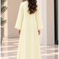 Girls’ Pastel Yellow Nida Abaya with Lace & Headscarf
