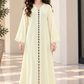 Girls’ Pastel Yellow Nida Abaya with Lace & Headscarf