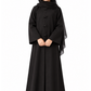 Girls’ Black Bella Crepe Abaya with Flower Buttons | UAE Made