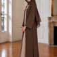 Chocolate Brown Girls Abaya with Beige Inner Dress & Matching Hijab | Kids Abaya UAE