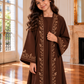 Girls Brown Abaya with Golden Hand Embroidery | Kids Abaya with Chiffon Hijab