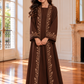 Girls Brown Abaya with Golden Hand Embroidery | Kids Abaya with Chiffon Hijab