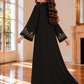 Girls Black Abaya with Golden Hand Embroidery | Kids Abaya with Chiffon Hijab