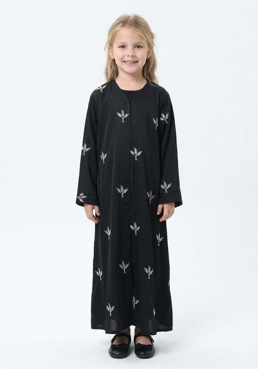 Kids Modest Islamic Clothing - Toddler Prayer Dress -Embroidered Silk Abaya