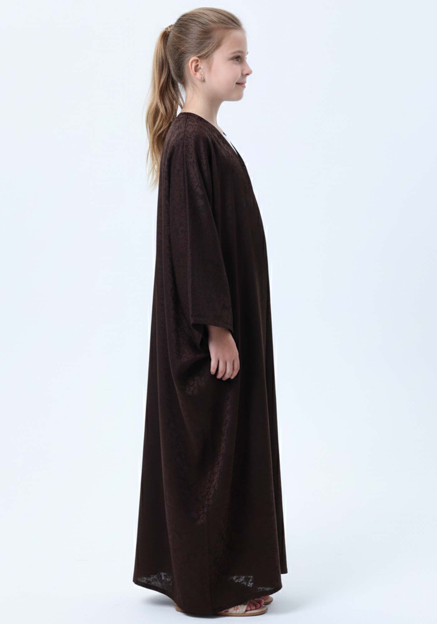 Premium Self Design Silk Kids Abaya – Elegant Islamic Wear for Girls