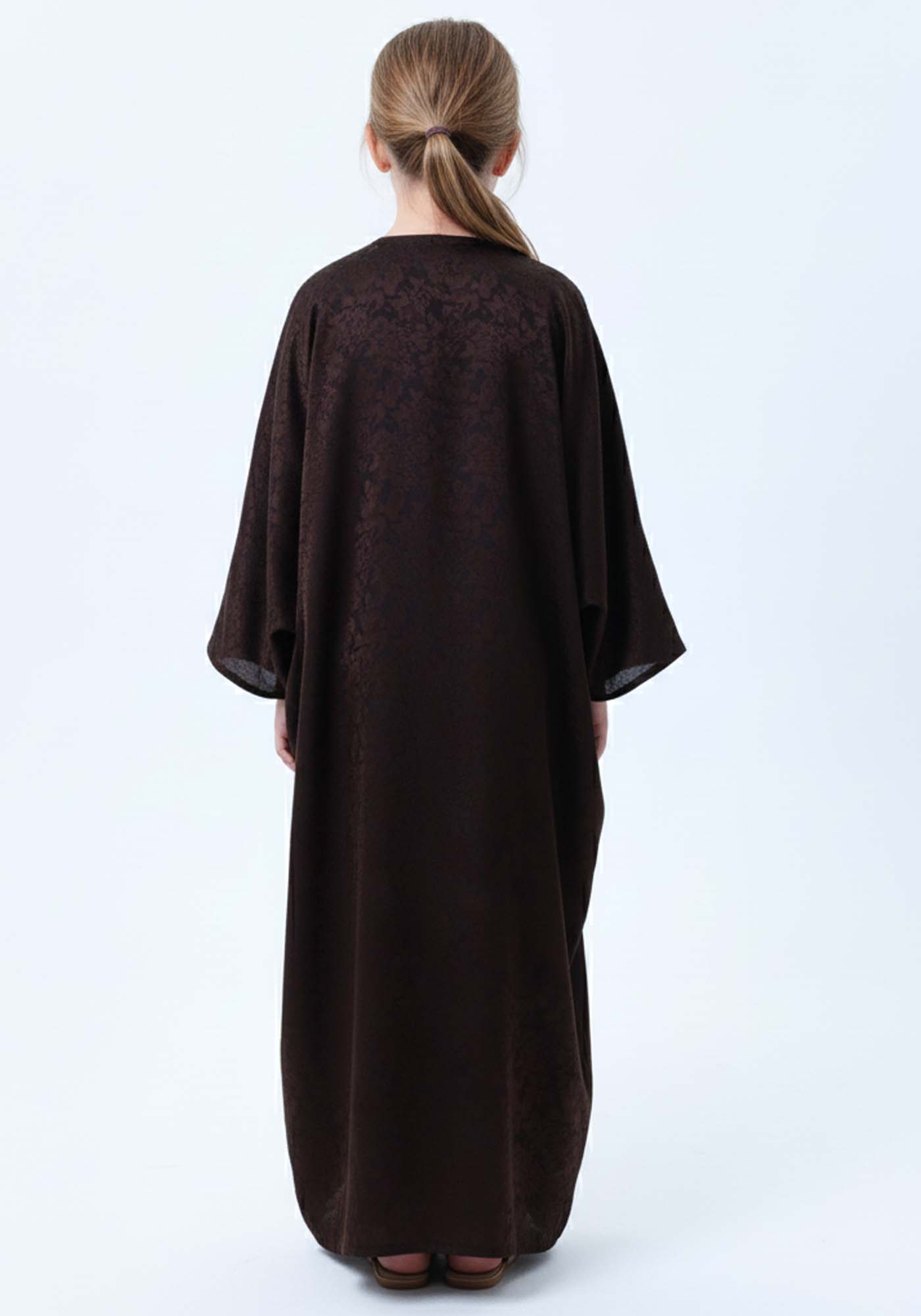 Premium Self Design Silk Kids Abaya – Elegant Islamic Wear for Girls
