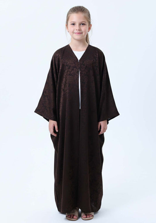 Premium Self Design Silk Kids Abaya – Elegant Islamic Wear for Girls