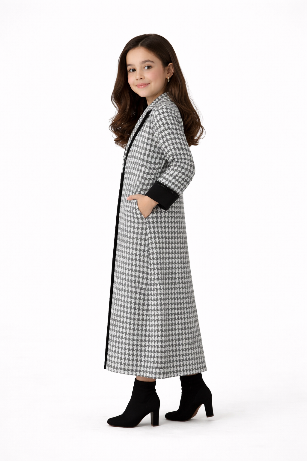 Mini Me Collection Elegant Kids Abaya – Premium Tweed Long Modest Dress