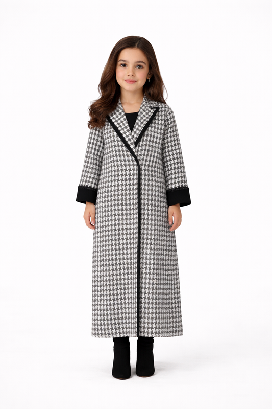Mini Me Collection Elegant Kids Abaya – Premium Tweed Long Modest Dress