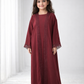 Maroon Nida Kids Abaya with Lace Front & Cuffs – Elegant Girls Modest Wear