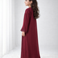Maroon Nida Kids Abaya with Lace Front & Cuffs – Elegant Girls Modest Wear