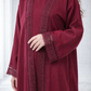Maroon Nida Kids Abaya with Lace Front & Cuffs – Elegant Girls Modest Wear