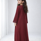 Maroon Nida Kids Abaya with Lace Front & Cuffs – Elegant Girls Modest Wear